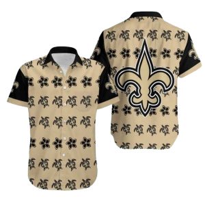 New Orleans Saints Turtle And Fleur de lis Tan Pattern Hawaiian Shirt