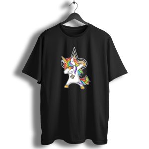 New Orleans Saints Unicorn Dabbing Fleur De Lis Rainbow Mane T Shirt