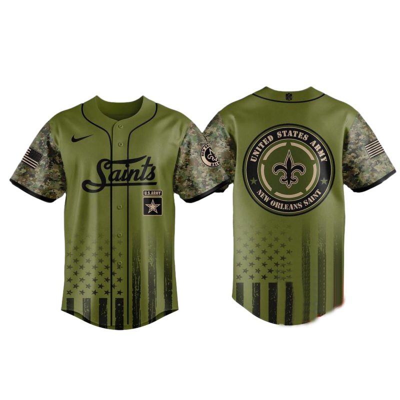 New Orleans Saints Us Army 2025 Baseball Jersey 1