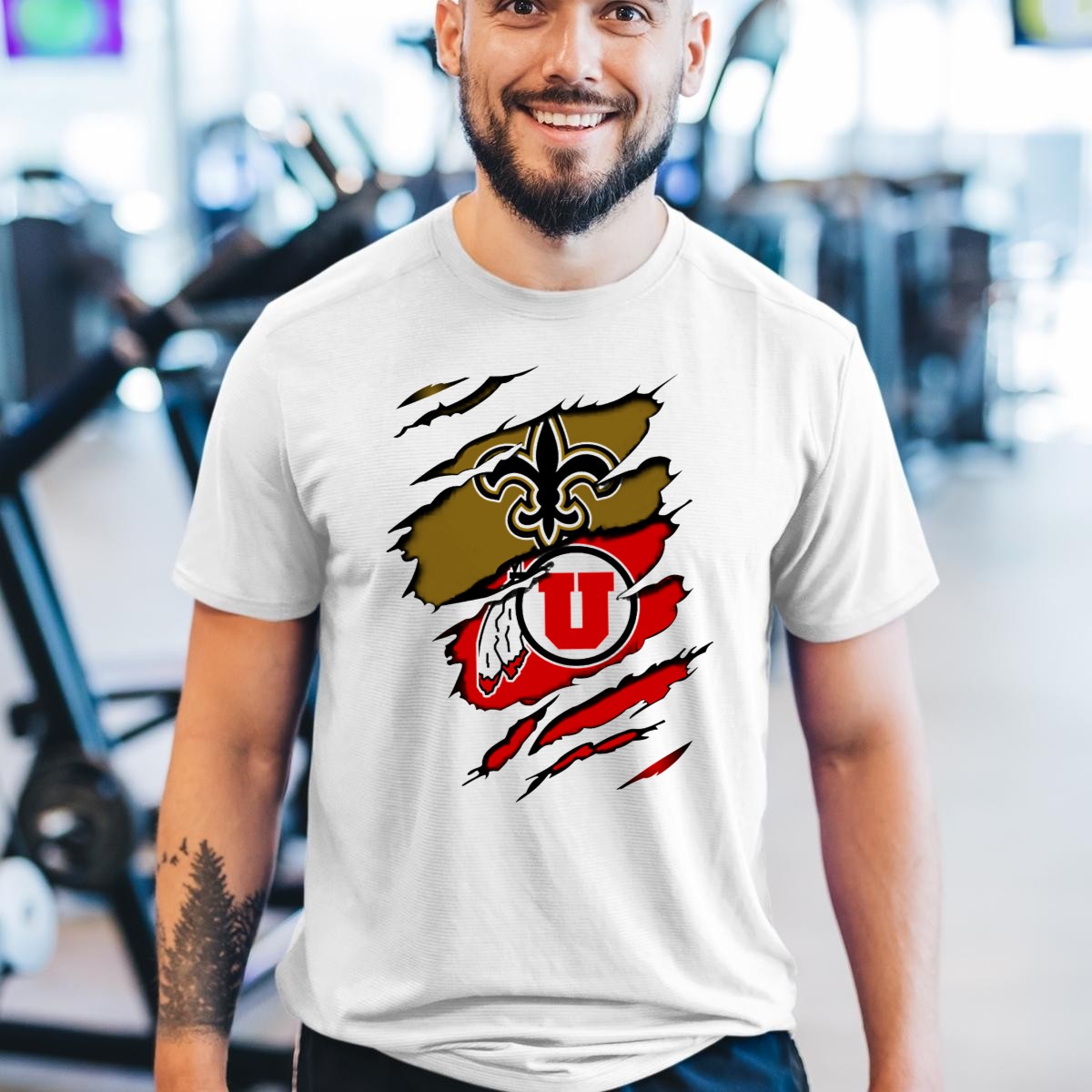 New-Orleans-Saints-Utah-Utes-Torn-Claw-T-Shirt-1_t-shirt-3_4