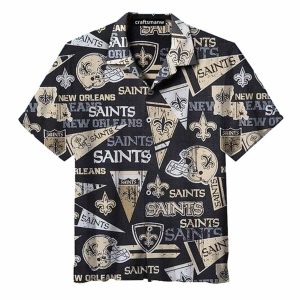 New Orleans Saints Vintage Black Hawaiian Shirt