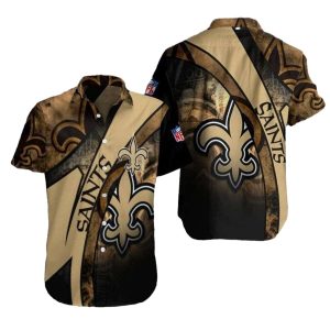 New Orleans Saints Vintage Camouflage Hawaiian Shirt