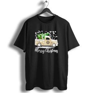 New Orleans Saints Vintage Car Merry Christmas Tree Snowflakes T Shirt
