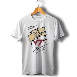 New Orleans Saints Virginia Tech Hokies Logo Fusion T Shirt