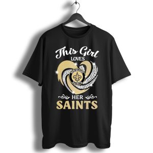 New Orleans Saints Vortex Diamond Heart This Girl Loves Her Saints T-Shirt