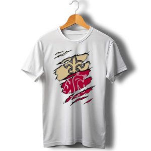 New Orleans Saints Washington State Cougars Fleur De Lis Logo Fusion T Shirt
