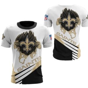 New Orleans Saints White Golden Logo In My Heart AOP T Shirt