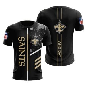 New Orleans Saints Who Dat Black AOP T Shirt