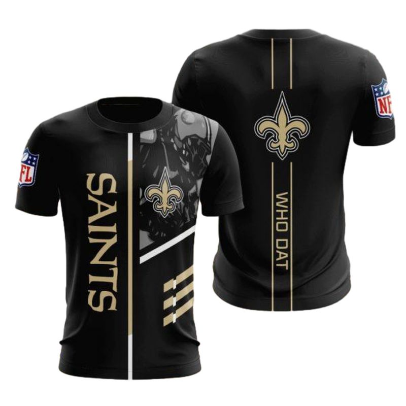 New Orleans Saints Who Dat Black Aop T Shirt 1