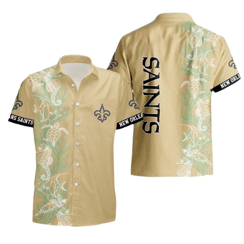 New Orleans Saints Urtle Seaweed Pattern Hawaiian Shirt 1