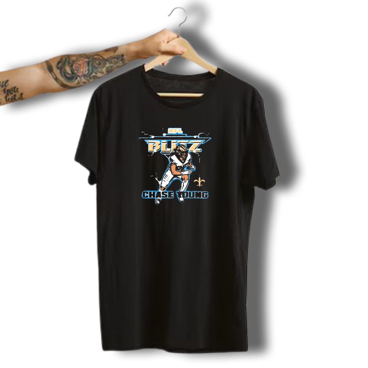 Nfl-Blitz-Chase-Young-New-Orleans-Saints-Fleur-De-Lis-T-Shirt-1_t-shirt-3_4