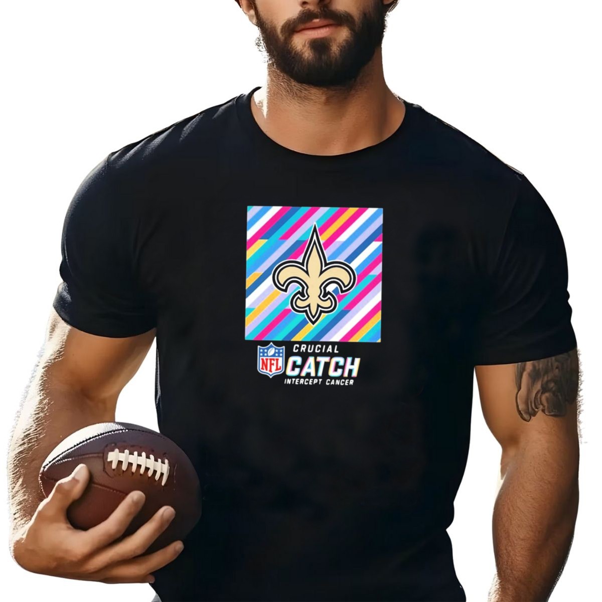 Nfl-Crucial-Catch-Intercept-Cancer-New-Orleans-Saints-2024-Fleur-De-Lis-Logo-Multicolor-Stripes-T-Shirt-1_t-shirt-4_5