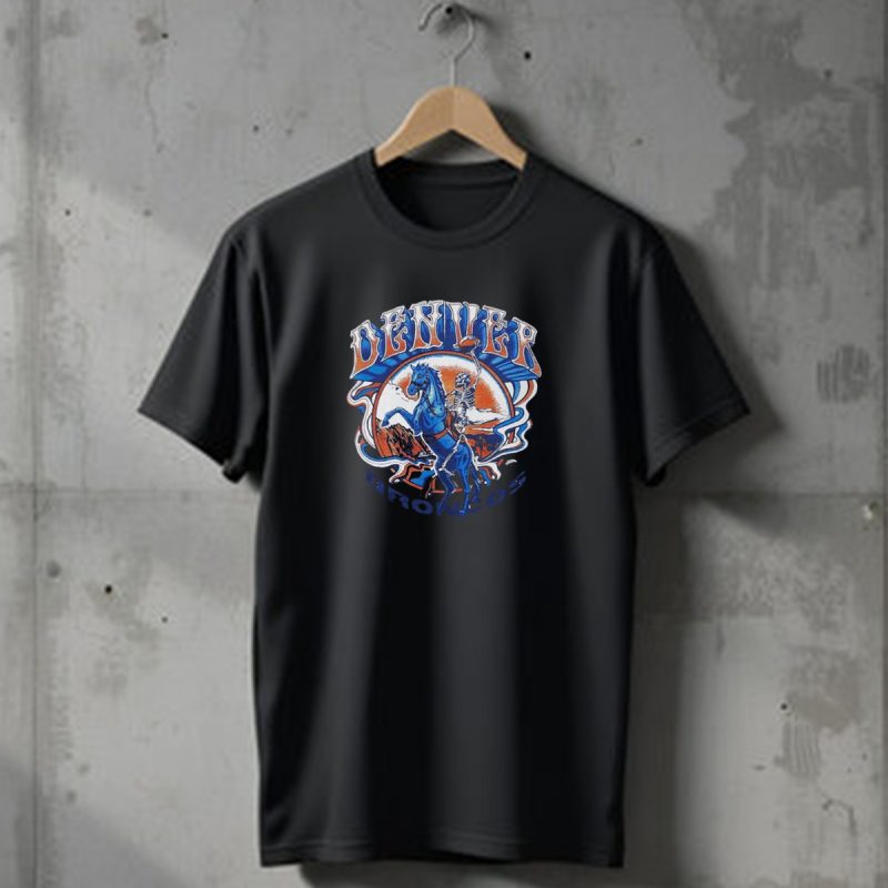 Nfl X Grateful Dead X Denver Broncos Skeleton Riding Horse Football T Shirt 1 T Shirt 1