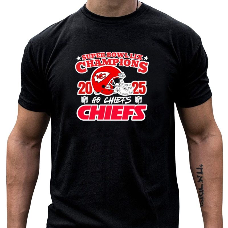 Nice Kansas City Chiefs 2025 Super Bowl Lix Champions Helmet Logo T Shirt T Shirt 1 1