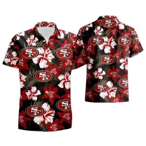 Nighttime Floral San Francisco 49ers Hawaiian Shirt