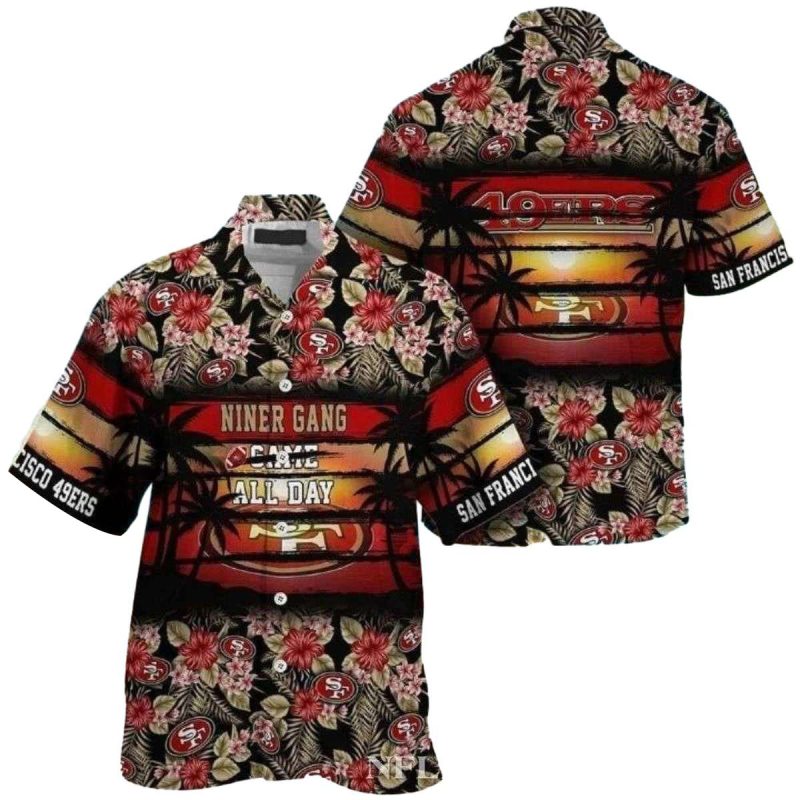 Niner Gang Paradise Black Floral 49Ers Hawaiian Shirt 1