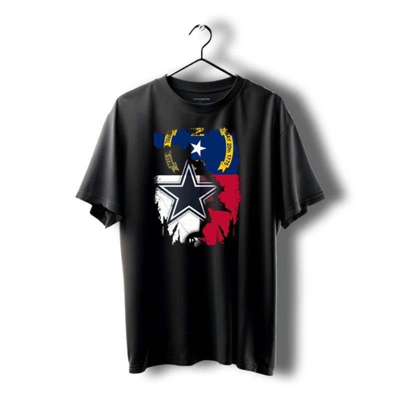 North Carolina Flag Overlay With Dallas Cowboys Star T Shirt 1 T Shirt 1 1