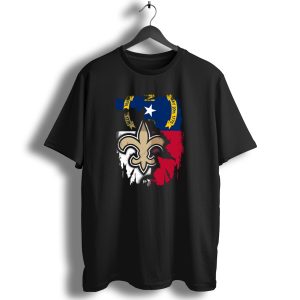 North Carolina Flag With New Orleans Saints Fleur De Lis T Shirt