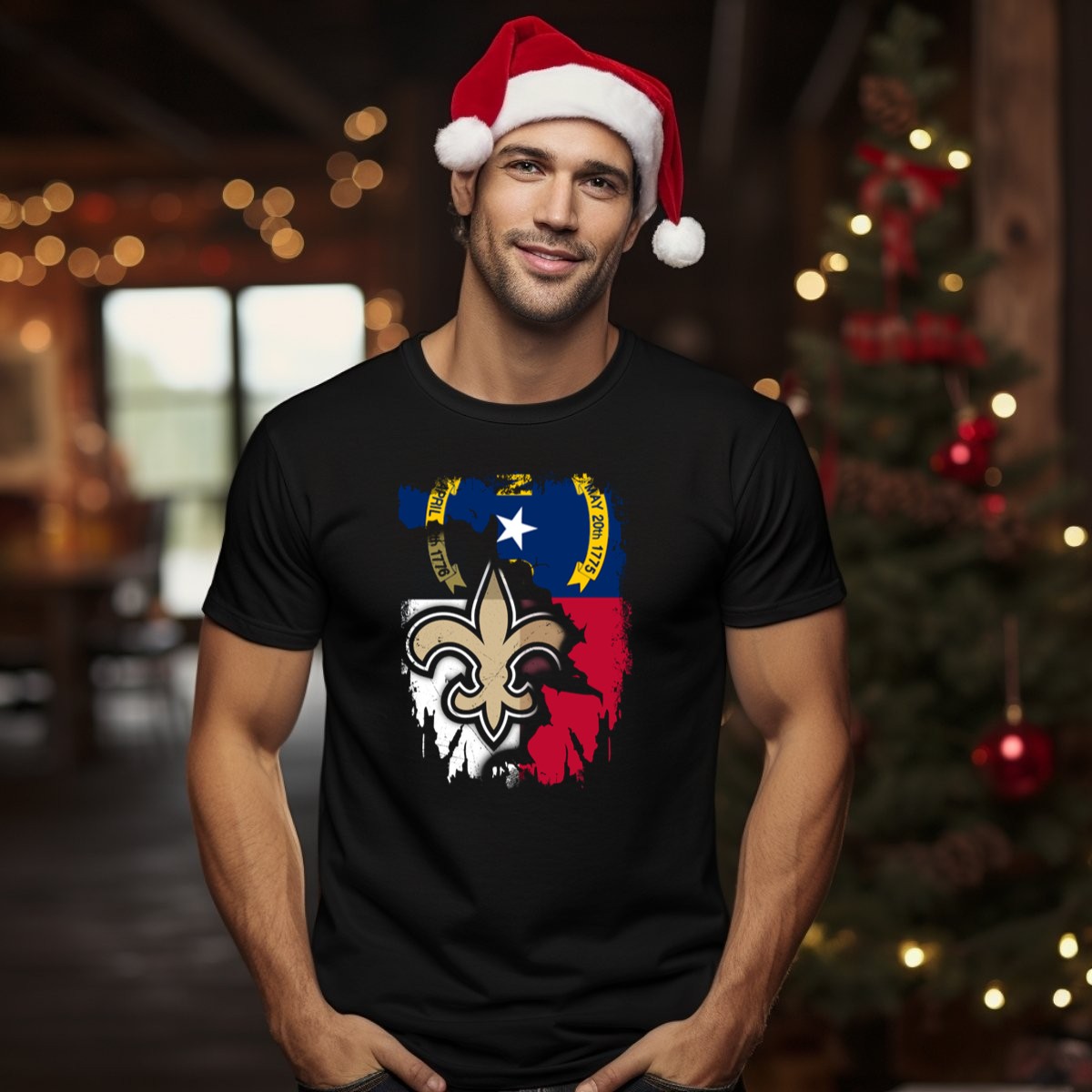 North-Carolina-Flag-With-New-Orleans-Saints-Fleur-De-Lis-T-Shirt-1_t-shirt-1_2