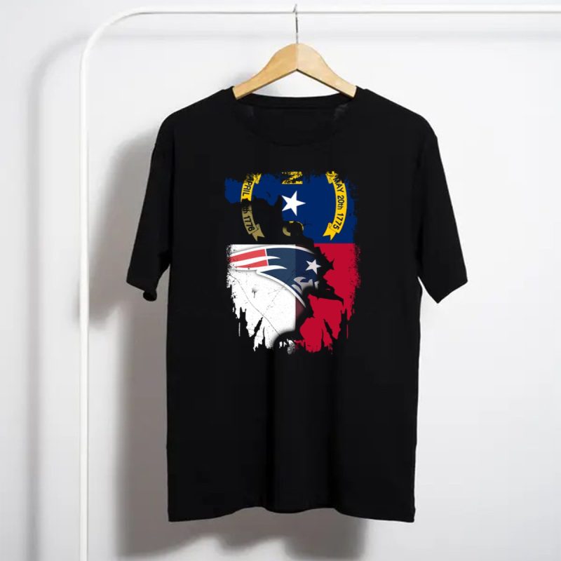 North Carolina State Flag Blended With Patriots Logo Together T Shirt T Shirt 1