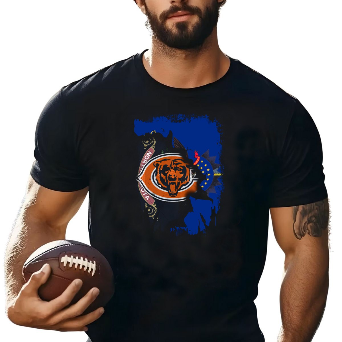 North-Dakota-Flag-With-Chicago-Bears-Logo-Fusion-T-Shirt-1_t-shirt-1_2