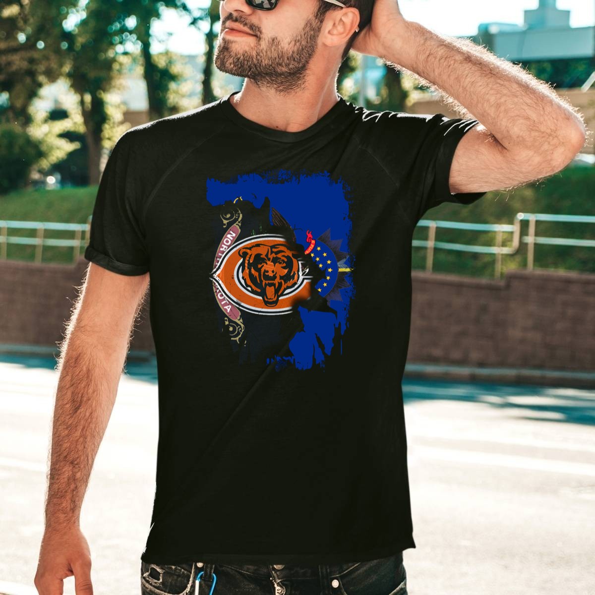 North-Dakota-Flag-With-Chicago-Bears-Logo-Fusion-T-Shirt-1_t-shirt-4_5