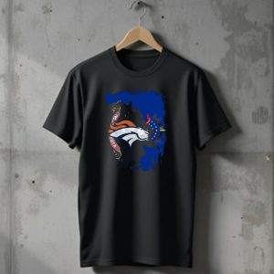 North Dakota State Flag Meets Denver Broncos Logo Fusion T-Shirt