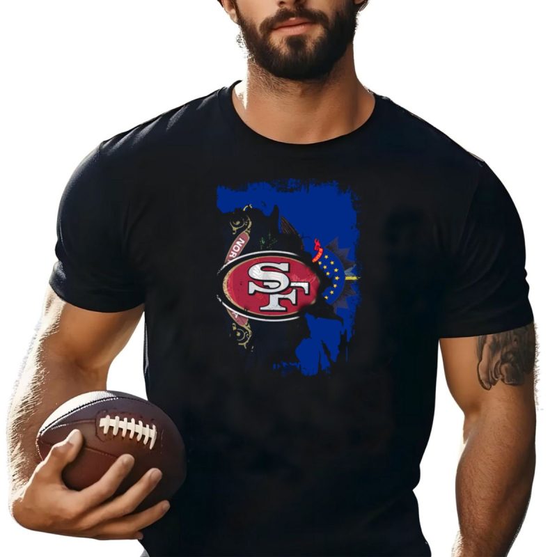North Dakota State Flag With 49Ers Sf Logo Together T Shirt T Shirt 1