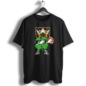 Northampton Saints Crest With Stylized Shamrock And Rugby Ball T Shirt