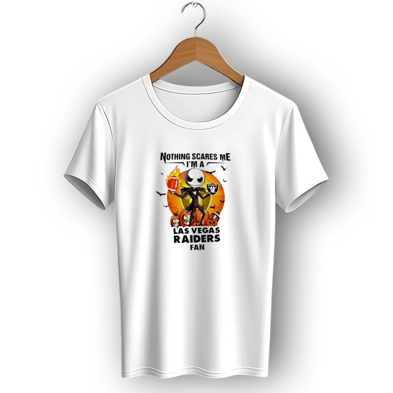 Nothing Scares Me Im A Las Vegas Raiders Fan Halloween Jack Skellington Pumpkins T Shirt 1 T Shirt 1