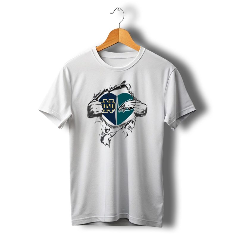 Notre Dame Philadelphia Eagles Heart Fusion T Shirt T Shirt 1 1