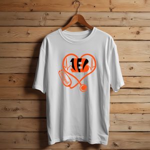 Nurse Heart Cincinnati Bengals Stethoscope Love 13 T-Shirt