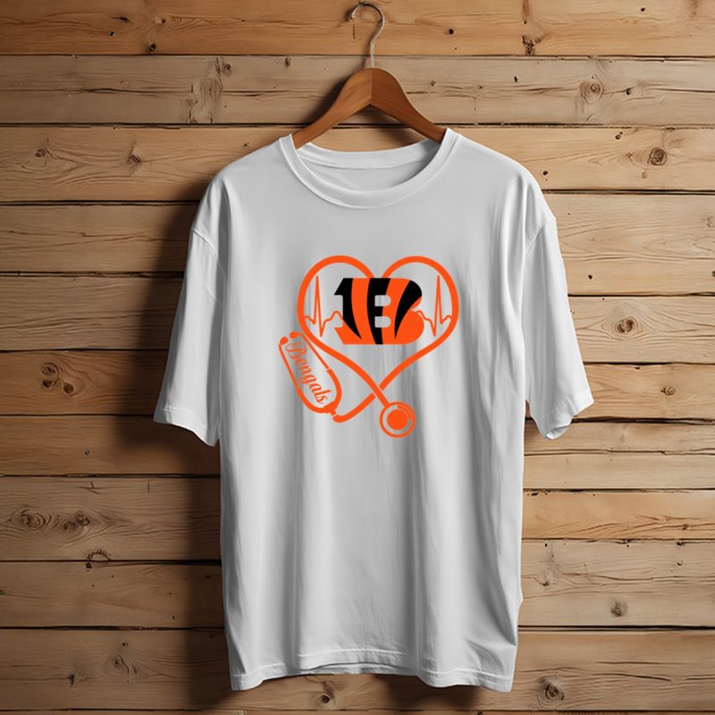 Nurse Heart Cincinnati Bengals Stethoscope Love 13 T Shirt 1 T Shirt 1