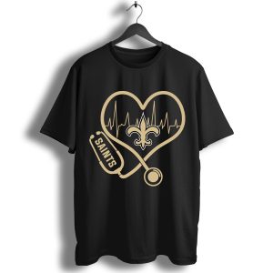 Nurse Heartbeat Love New Orleans Saints T-Shirt