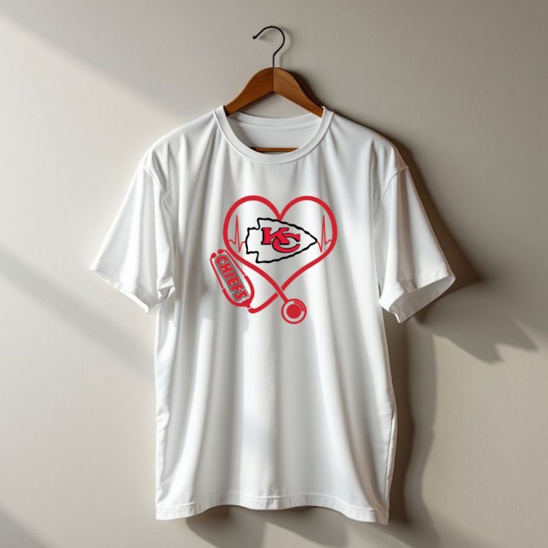 Nurse Kc Chiefs Stethoscope Heartbeat T Shirt T Shirt 1 1