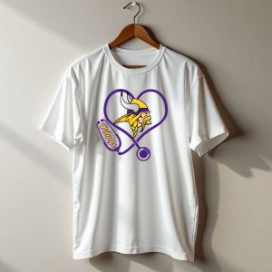 Nurse Love Minnesota Vikings Heart Stethoscope T Shirt