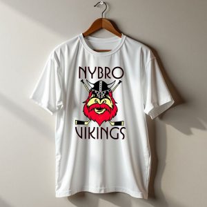 Nybro Vikings Hockey Red Viking Head With Crossed Hockey Sticks T Shirt
