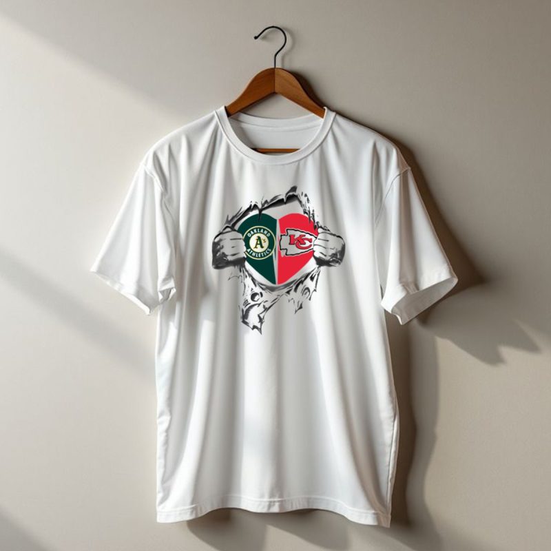 Oakland Athletics Kansas City Chiefs Heart T Shirt T Shirt 1 1