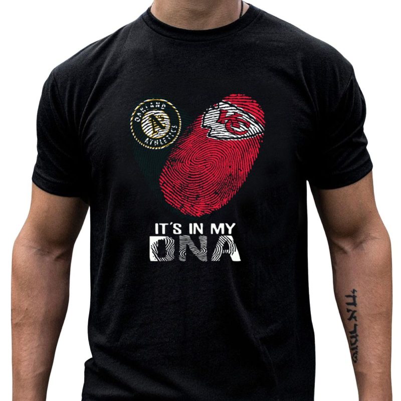 Oakland Athletics Kansas City Chiefs Its In My Dna Fingerprint T Shirt T Shirt 1 1