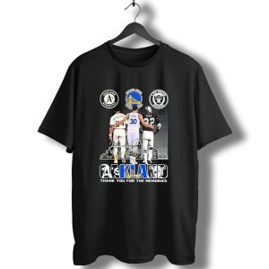 Oakland Athletics Warriors Raiders Henderson Curry Allen Thank You For The Memories T-Shirt