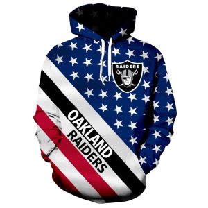 Oakland Raiders American Flag AOP Hoodie