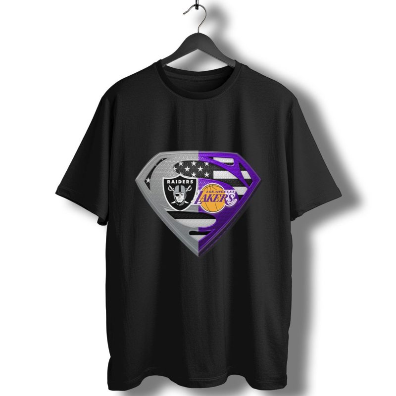 Oakland Raiders And Los Angeles Lakers Superman T Shirt T Shirt 1