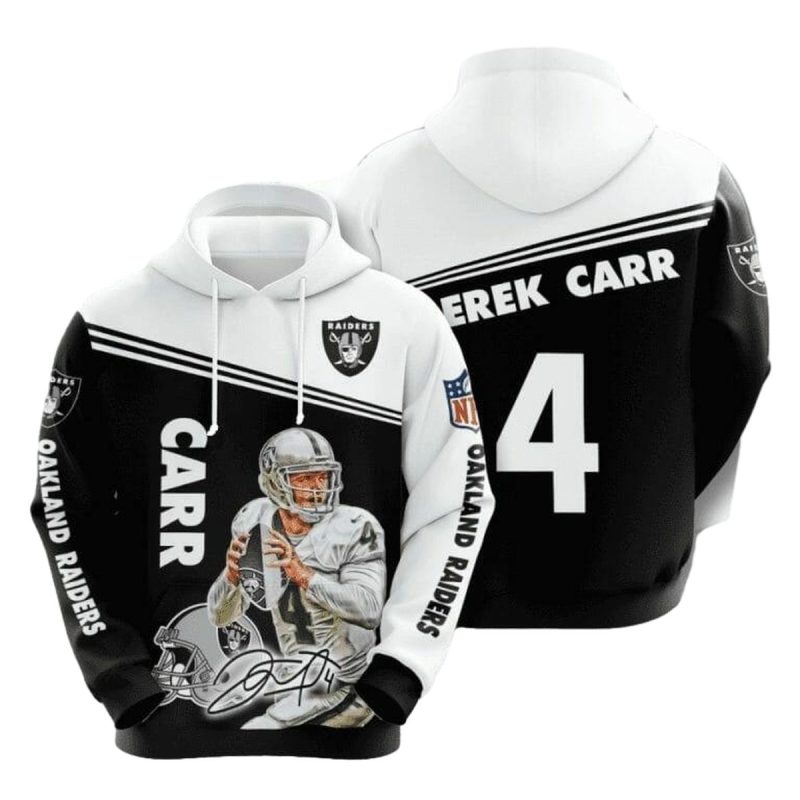Oakland Raiders Derek Carr Black White Aop Hoodie 1