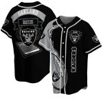 Oakland Raiders Flame Ball Black Baseball Jersey