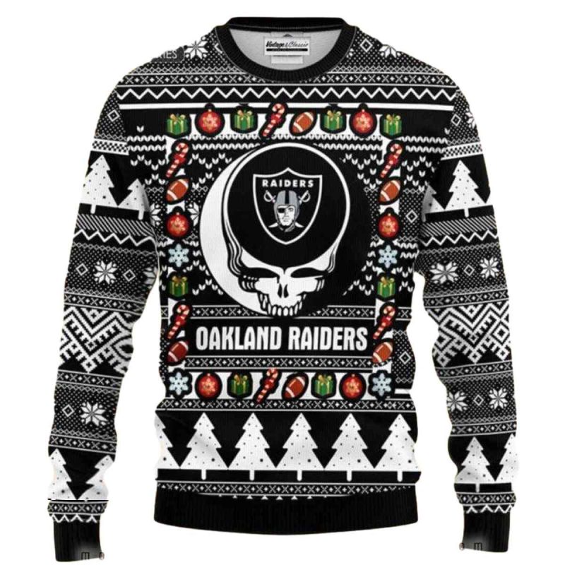 Oakland Raiders Grateful Dead Ugly Christmas Sweater 1