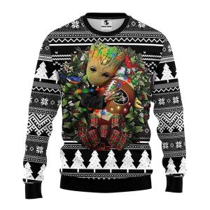 Oakland Raiders Groot Hug Christmas Ugly Sweater