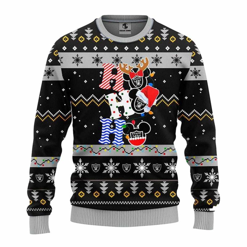 Oakland Raiders Hohoho Mickey Christmas Ugly Sweater 1