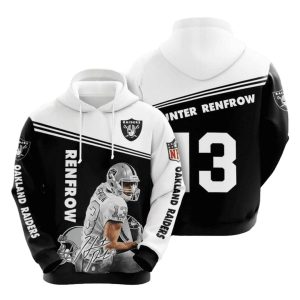 Oakland Raiders Hunter Renfrow Black White AOP Hoodie