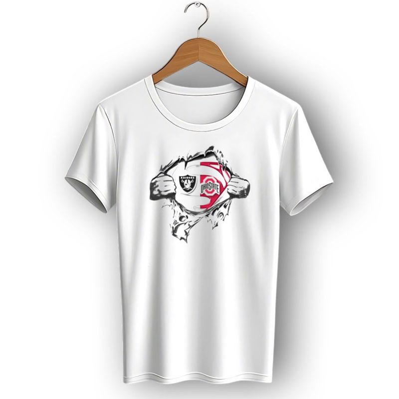Oakland Raiders Ohio State Buckeyes Super Man Logo Crossover T Shirt 1 T Shirt 1
