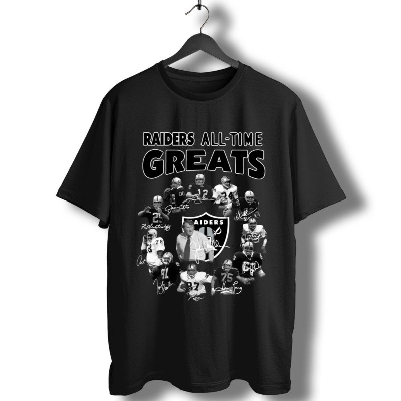 Oakland Raiders Players All Time Greats Signatures Black And White T Shirt T Shirt 1
